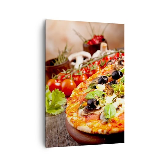 Obraz na płótnie - Z tellurycznych ingrediencji - 70x100cm - Gastronomia Pizza Włochy - Nowoczesny foto obraz w ramie do salonu do sypialni ARTTOR ARTTOR