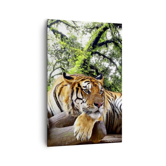 Obraz na płótnie - Z wyrazami szacunku - 80x120cm - Tygrys Zwierzęta Drapieżnik - Nowoczesny obraz na ścianę do salonu do sypialni ARTTOR ARTTOR