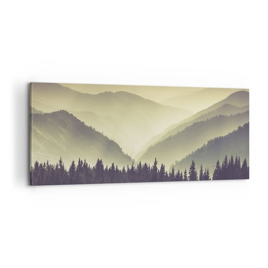 Obraz na płótnie - Za siedmioma górami… - 100x40cm - Krajobraz Las Góry - Nowoczesny foto obraz w ramie do salonu do sypialni ARTTOR ARTTOR