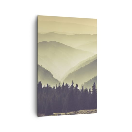 Obraz na płótnie - Za siedmioma górami… - 80x120cm - Krajobraz Las Góry - Nowoczesny obraz na ścianę do salonu do sypialni ARTTOR ARTTOR
