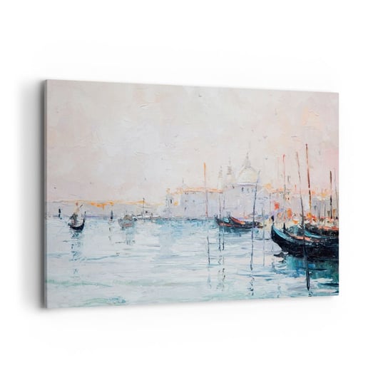 Obraz na płótnie - Za wodą, za mgłą - 120x80cm - Sztuka Miasto Wenecja - Nowoczesny obraz na ścianę do salonu do sypialni ARTTOR ARTTOR