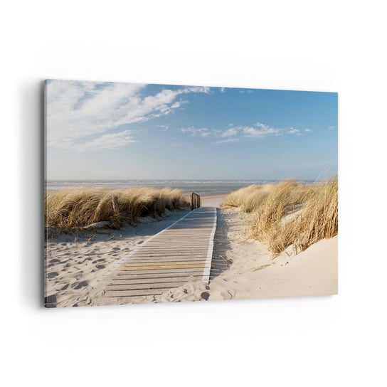 Obraz na płótnie - Za wydmą, w szumie traw - 100x70 cm - Obraz nowoczesny - Krajobraz, Morze, Plaża, Zejście Na Plażę, Wydmy - AA100x70-2657 ARTTOR