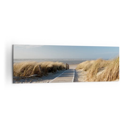 Obraz na płótnie - Za wydmą, w szumie traw - 160x50cm - Krajobraz Morze Plaża - Nowoczesny foto obraz w ramie do salonu do sypialni ARTTOR ARTTOR