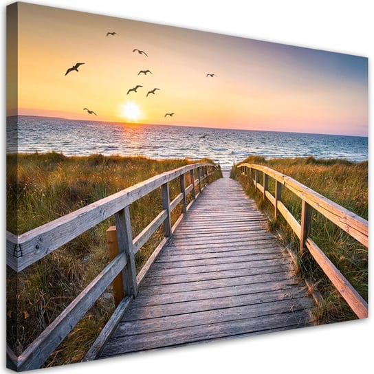 Obraz na płótnie, Zachód słońca morze plaża - 100x70 Inna marka