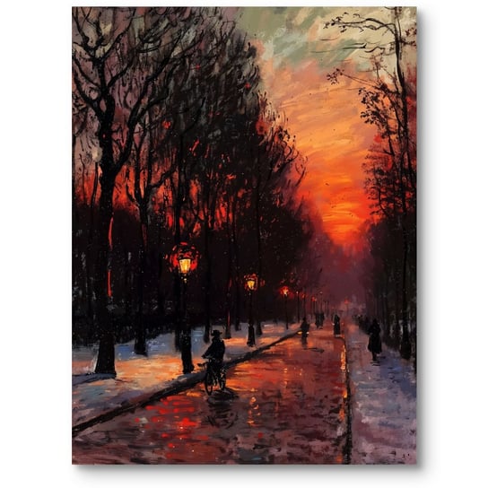 Obraz na płótnie zachód słońca park do salonu czerwony czarny 40x50 cm MieszkoMieszko