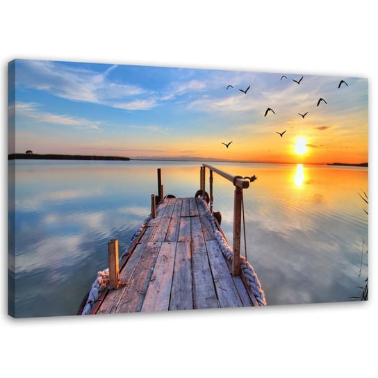 Obraz na płótnie, Zachodzące słońce nad jeziorem - 120x80 Inna marka