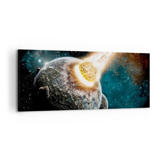 Obraz na płótnie - Zagłada czy narodziny? - 120x50cm - Abstrakcja Kosmos Kometa - Nowoczesny obraz na ścianę do salonu do sypialni ARTTOR ARTTOR