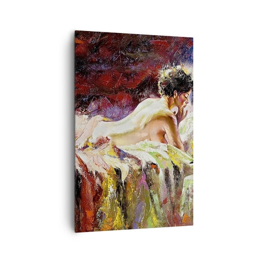 Obraz na płótnie - Zamyślona Wenus - 80x120cm - Kobieta Ciało Sztuka - Nowoczesny obraz na ścianę do salonu do sypialni ARTTOR ARTTOR