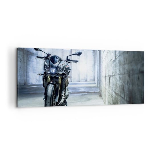 Obraz na płótnie - Zanim zawyje silnik - 100x40cm - Motoryzacja Motocykl Sport - Nowoczesny foto obraz w ramie do salonu do sypialni ARTTOR ARTTOR