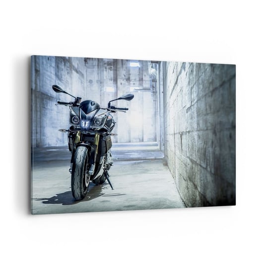 Obraz na płótnie - Zanim zawyje silnik - 100x70cm - Motoryzacja Motocykl Sport - Nowoczesny foto obraz w ramie do salonu do sypialni ARTTOR ARTTOR