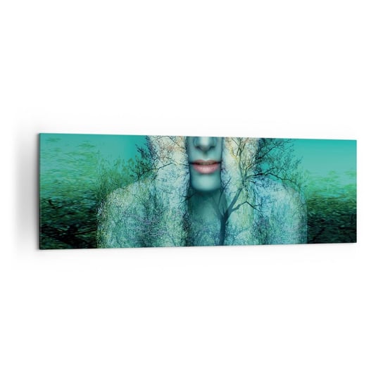 Obraz na płótnie - Zanurzona w błękicie - 160x50cm - Abstrakcja Kobieta Natura - Nowoczesny foto obraz w ramie do salonu do sypialni ARTTOR ARTTOR