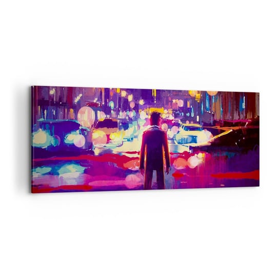 Obraz na płótnie - Zanurzony w świetle - 100x40cm - Miasto Mężczyzna Nowy Jork - Nowoczesny foto obraz w ramie do salonu do sypialni ARTTOR ARTTOR