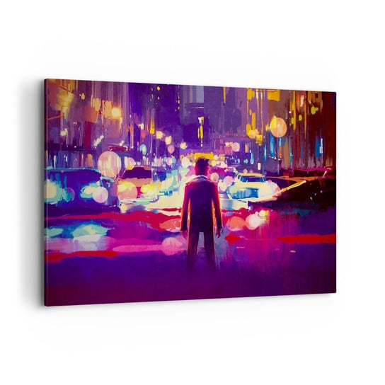 Obraz na płótnie - Zanurzony w świetle - 100x70cm - Miasto Mężczyzna Nowy Jork - Nowoczesny foto obraz w ramie do salonu do sypialni ARTTOR ARTTOR