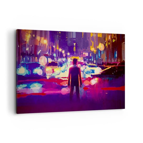 Obraz na płótnie - Zanurzony w świetle - 120x80cm - Miasto Mężczyzna Nowy Jork - Nowoczesny obraz na ścianę do salonu do sypialni ARTTOR ARTTOR