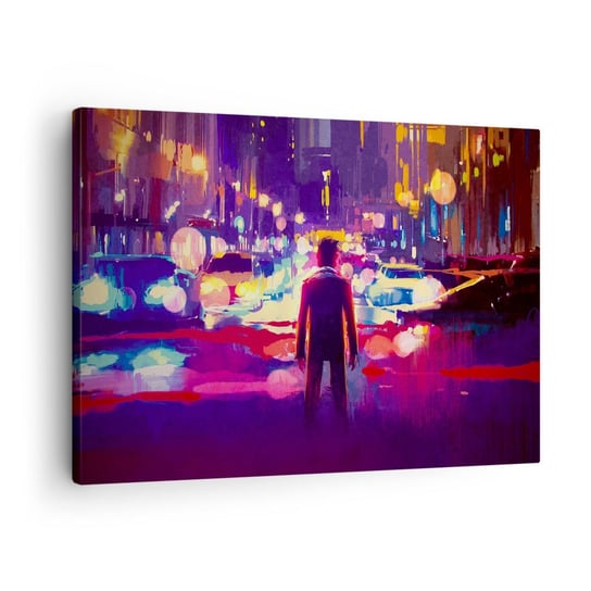 Obraz na płótnie - Zanurzony w świetle - 70x50cm - Miasto Mężczyzna Nowy Jork - Nowoczesny Canvas obraz do salonu do sypialni ARTTOR ARTTOR