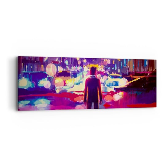 Obraz na płótnie - Zanurzony w świetle - 90x30cm - Miasto Mężczyzna Nowy Jork - Nowoczesny Canvas obraz do salonu do sypialni ARTTOR ARTTOR