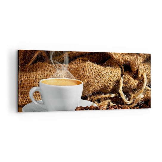 Obraz na płótnie - Zapach moki i gęstość miodowego płynu - 120x50cm - Gastronomia Kawa Filiżanka Kawy - Nowoczesny obraz na ścianę do salonu do sypialni ARTTOR ARTTOR