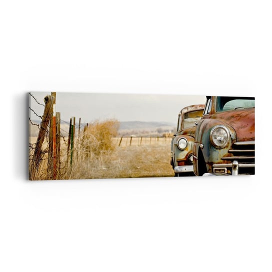 Obraz na płótnie - Zasłużony odpoczynek - 90x30cm - Stary Samochód Motoryzacja Vintage - Nowoczesny Canvas obraz do salonu do sypialni ARTTOR ARTTOR