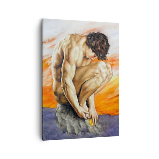 Obraz na płótnie - Zatopiony w sobie - 50x70cm - Ciało Mężczyzna Posąg - Nowoczesny Canvas obraz do salonu do sypialni ARTTOR ARTTOR