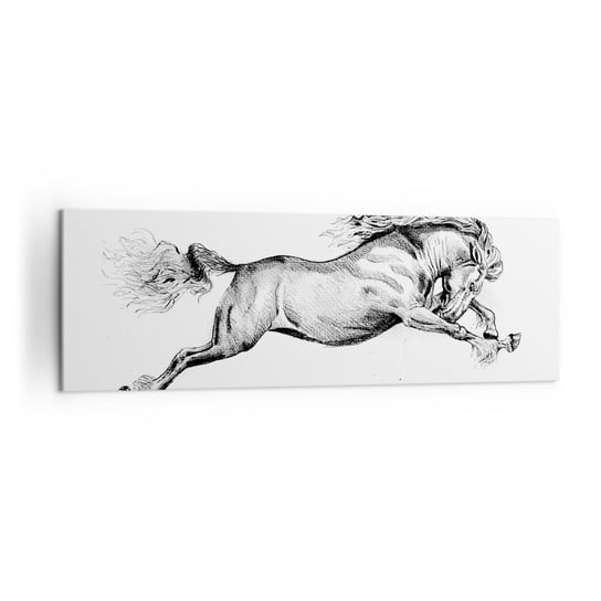 Obraz na płótnie - Zatrzymany w galopie - 160x50cm - Koń Zwierzęta Grafika - Nowoczesny foto obraz w ramie do salonu do sypialni ARTTOR ARTTOR