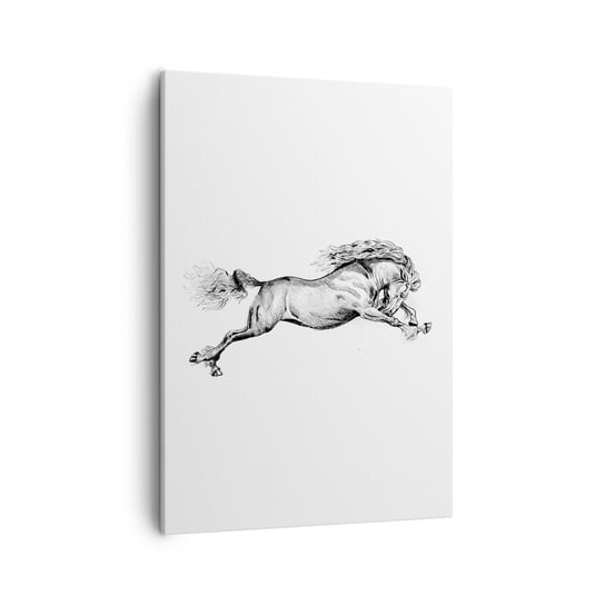 Obraz na płótnie - Zatrzymany w galopie - 50x70cm - Koń Zwierzęta Grafika - Nowoczesny Canvas obraz do salonu do sypialni ARTTOR ARTTOR