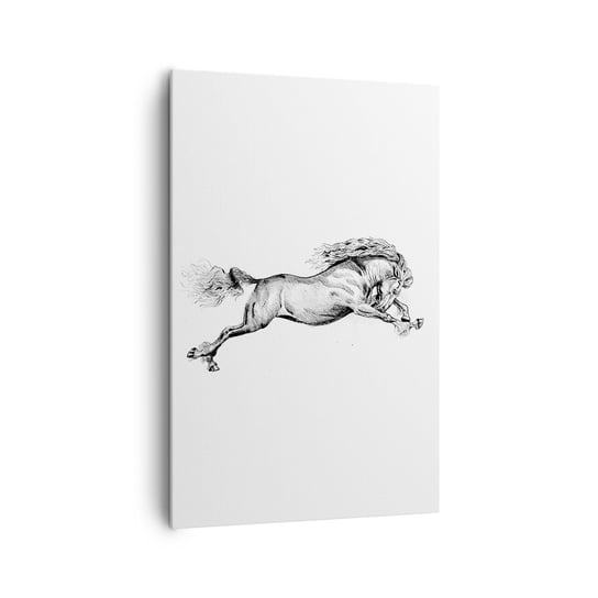 Obraz na płótnie - Zatrzymany w galopie - 80x120cm - Koń Zwierzęta Grafika - Nowoczesny obraz na ścianę do salonu do sypialni ARTTOR ARTTOR