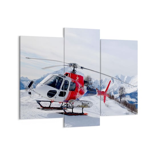 Obraz na płótnie - Zawsze gotowy - 130x100 cm - Obraz nowoczesny - Helikopter, Krajobraz, Alpy, Góry, Śmigłowiec Ratunkowy - CB130x100-1572 ARTTOR