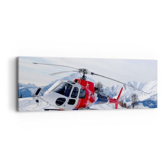 Obraz na płótnie - Zawsze gotowy - 90x30cm - Helikopter Krajobraz Alpy - Nowoczesny Canvas obraz do salonu do sypialni ARTTOR ARTTOR