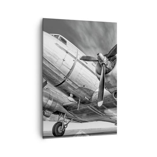 Obraz na płótnie - Zawsze gotowy do lotu - 70x100cm - Samolot Retro Lotnictwo - Nowoczesny foto obraz w ramie do salonu do sypialni ARTTOR ARTTOR