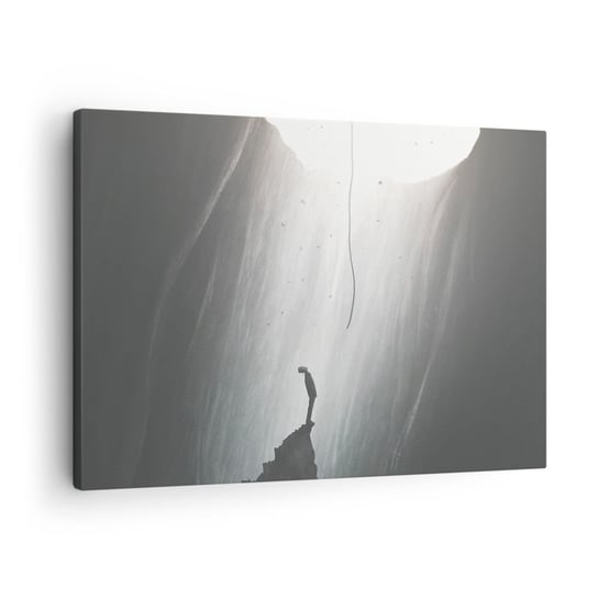 Obraz na płótnie - Zawsze jest jakieś wyjście - 70x50cm - Jaskinia Człowiek Wspinaczka - Nowoczesny Canvas obraz do salonu do sypialni ARTTOR ARTTOR