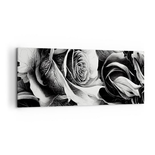 Obraz na płótnie - Zawsze królowa - 100x40cm - Kwiaty Róże Czarno-Biały - Nowoczesny foto obraz w ramie do salonu do sypialni ARTTOR ARTTOR