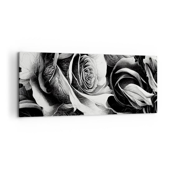 Obraz na płótnie - Zawsze królowa - 120x50cm - Kwiaty Róże Czarno-Biały - Nowoczesny obraz na ścianę do salonu do sypialni ARTTOR ARTTOR
