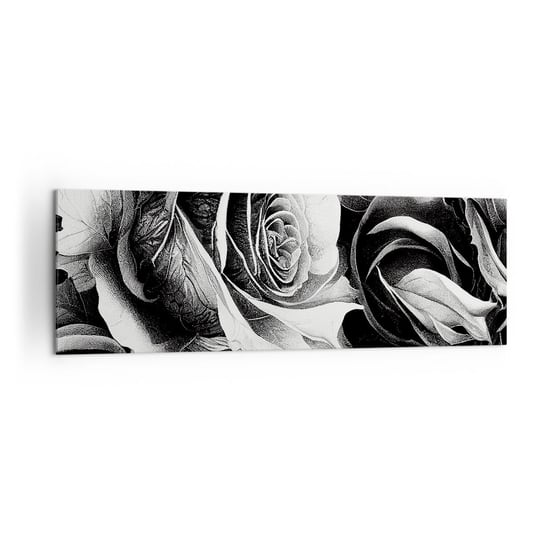 Obraz na płótnie - Zawsze królowa - 160x50cm - Kwiaty Róże Czarno-Biały - Nowoczesny foto obraz w ramie do salonu do sypialni ARTTOR ARTTOR