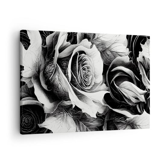Obraz na płótnie - Zawsze królowa - 70x50cm - Kwiaty Róże Czarno-Biały - Nowoczesny Canvas obraz do salonu do sypialni ARTTOR ARTTOR