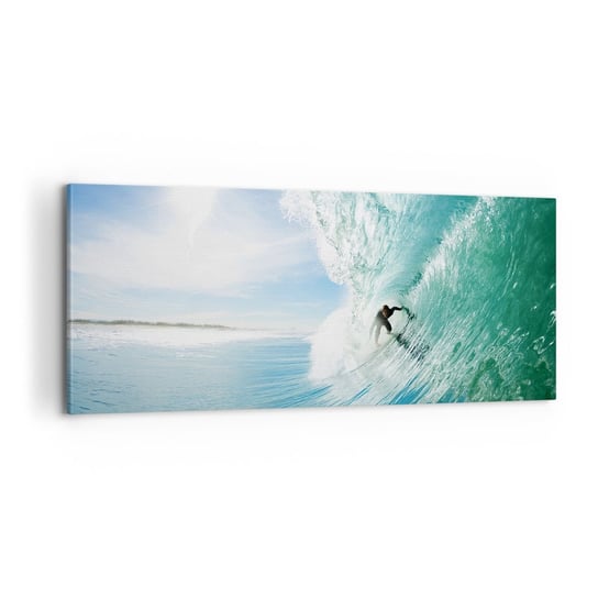 Obraz na płótnie - Zawsze na fali - 100x40cm - Krajobraz Ocean Surfer - Nowoczesny foto obraz w ramie do salonu do sypialni ARTTOR ARTTOR