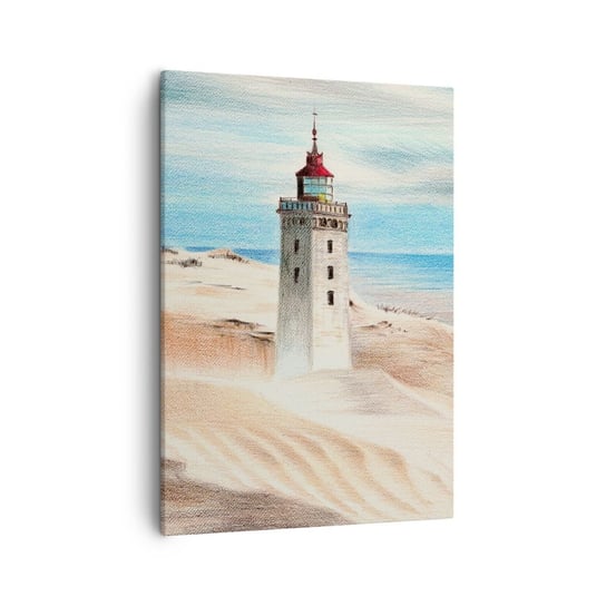 Obraz na płótnie - Zawsze wpatrzona w morze - 50x70cm - Latarnia Morska Plaża Morze - Nowoczesny Canvas obraz do salonu do sypialni ARTTOR ARTTOR