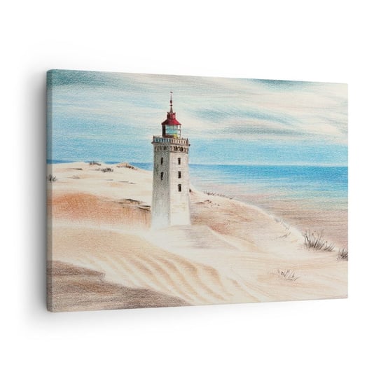 Obraz na płótnie - Zawsze wpatrzona w morze - 70x50cm - Latarnia Morska Plaża Morze - Nowoczesny Canvas obraz do salonu do sypialni ARTTOR ARTTOR
