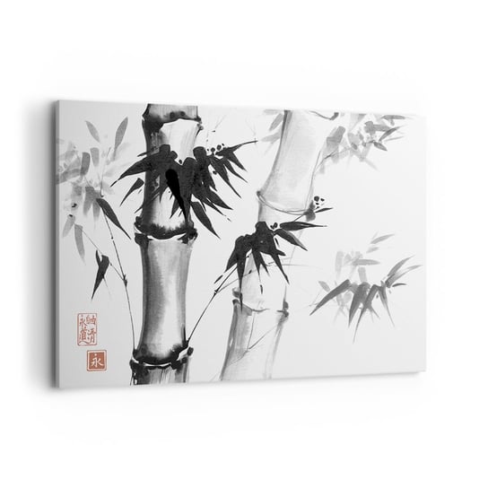 Obraz na płótnie - Zbliżenie na orient - 100x70cm - Bambus Azja Grafika - Nowoczesny foto obraz w ramie do salonu do sypialni ARTTOR ARTTOR
