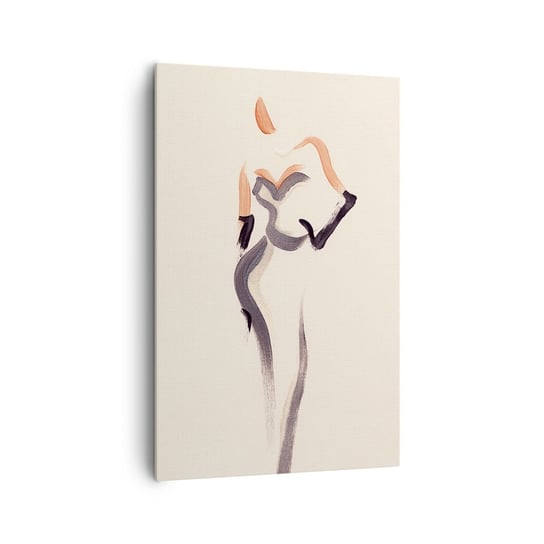 Obraz na płótnie - Ze złotych lat Hollywood - 80x120cm - Kobieta Kreska Minimalizm - Nowoczesny obraz na ścianę do salonu do sypialni ARTTOR ARTTOR