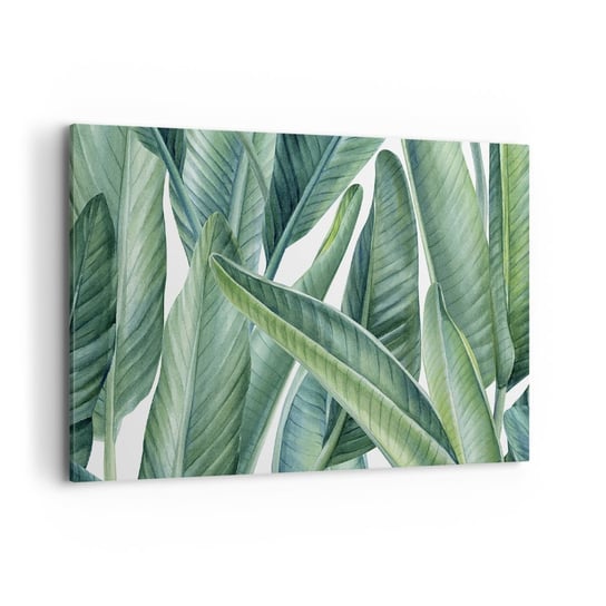 Obraz na płótnie - Zieleń sama w sobie - 100x70cm - Zielone Liście Roślina Tropikalna Natura - Nowoczesny foto obraz w ramie do salonu do sypialni ARTTOR ARTTOR
