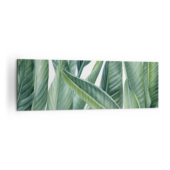 Obraz na płótnie - Zieleń sama w sobie - 160x50cm - Zielone Liście Roślina Tropikalna Natura - Nowoczesny foto obraz w ramie do salonu do sypialni ARTTOR ARTTOR