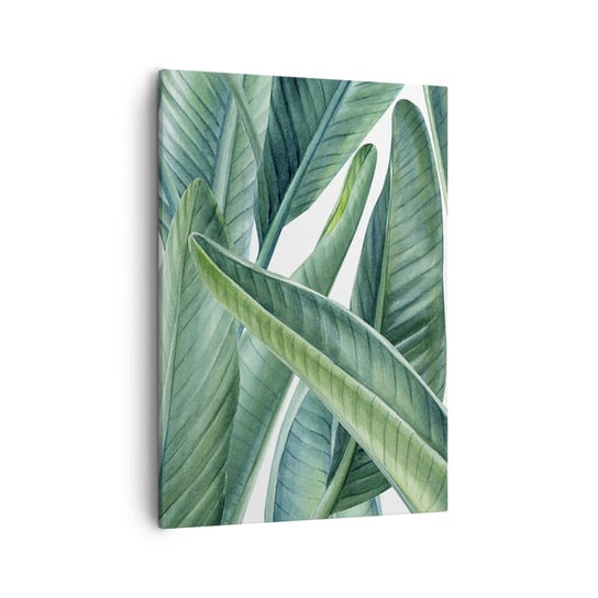 Obraz na płótnie - Zieleń sama w sobie - 50x70cm - Zielone Liście Roślina Tropikalna Natura - Nowoczesny Canvas obraz do salonu do sypialni ARTTOR ARTTOR