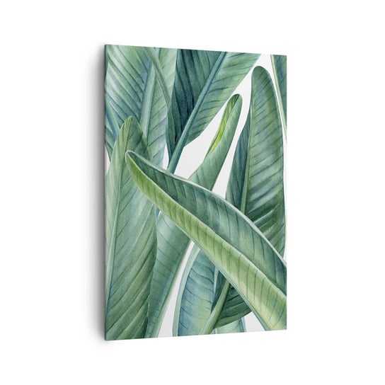 Obraz na płótnie - Zieleń sama w sobie - 70x100cm - Zielone Liście Roślina Tropikalna Natura - Nowoczesny foto obraz w ramie do salonu do sypialni ARTTOR ARTTOR
