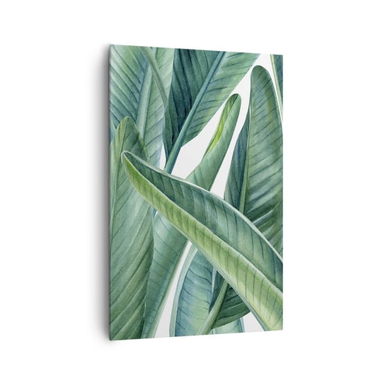Obraz na płótnie - Zieleń sama w sobie - 80x120cm - Zielone Liście Roślina Tropikalna Natura - Nowoczesny obraz na ścianę do salonu do sypialni ARTTOR ARTTOR