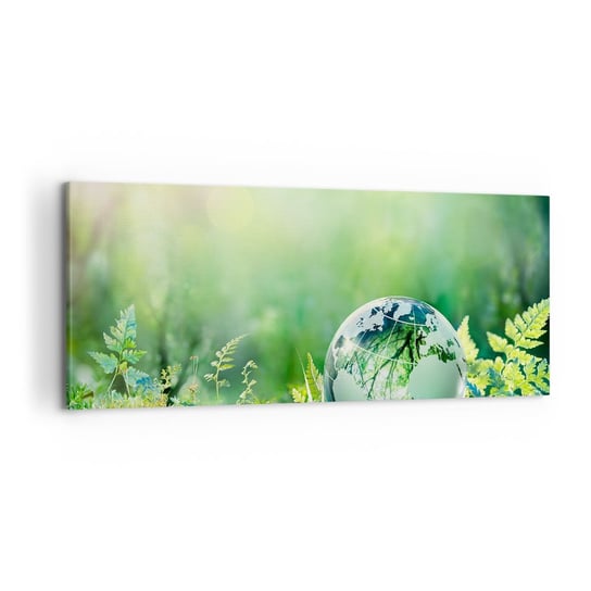 Obraz na płótnie - Zielona planeta - 120x50cm - Abstrakcja Paproć Natura - Nowoczesny obraz na ścianę do salonu do sypialni ARTTOR ARTTOR