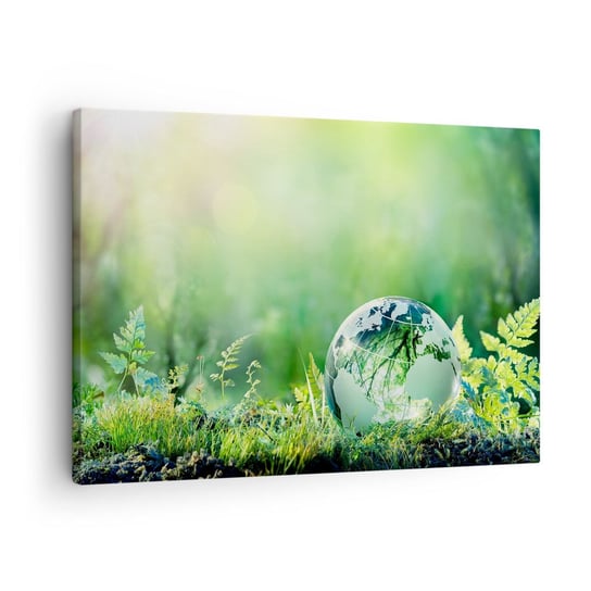 Obraz na płótnie - Zielona planeta - 70x50cm - Abstrakcja Paproć Natura - Nowoczesny Canvas obraz do salonu do sypialni ARTTOR ARTTOR