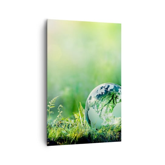 Obraz na płótnie - Zielona planeta - 80x120cm - Abstrakcja Paproć Natura - Nowoczesny obraz na ścianę do salonu do sypialni ARTTOR ARTTOR