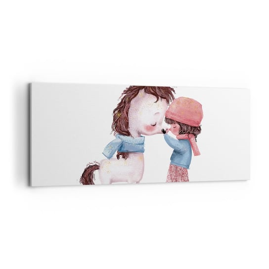 Obraz na płótnie - Zimowa opowieść - 120x50cm - Dla Dzieci Jednorożec Dziewczynka - Nowoczesny obraz na ścianę do salonu do sypialni ARTTOR ARTTOR
