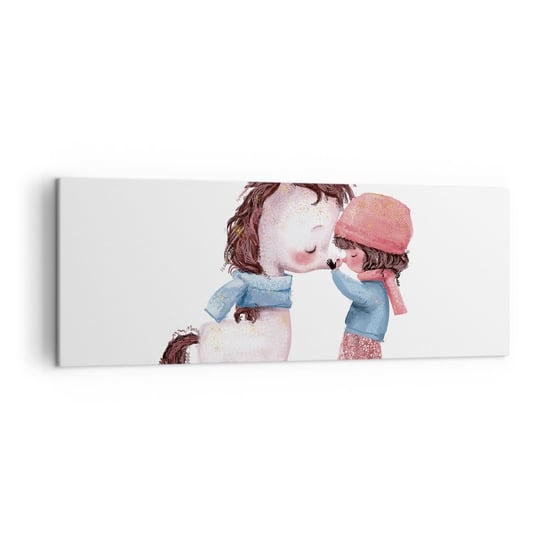 Obraz na płótnie - Zimowa opowieść - 140x50cm - Dla Dzieci Jednorożec Dziewczynka - Nowoczesny Canvas obraz do salonu do sypialni ARTTOR ARTTOR