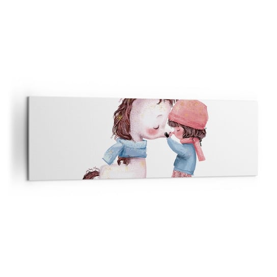Obraz na płótnie - Zimowa opowieść - 160x50cm - Dla Dzieci Jednorożec Dziewczynka - Nowoczesny foto obraz w ramie do salonu do sypialni ARTTOR ARTTOR